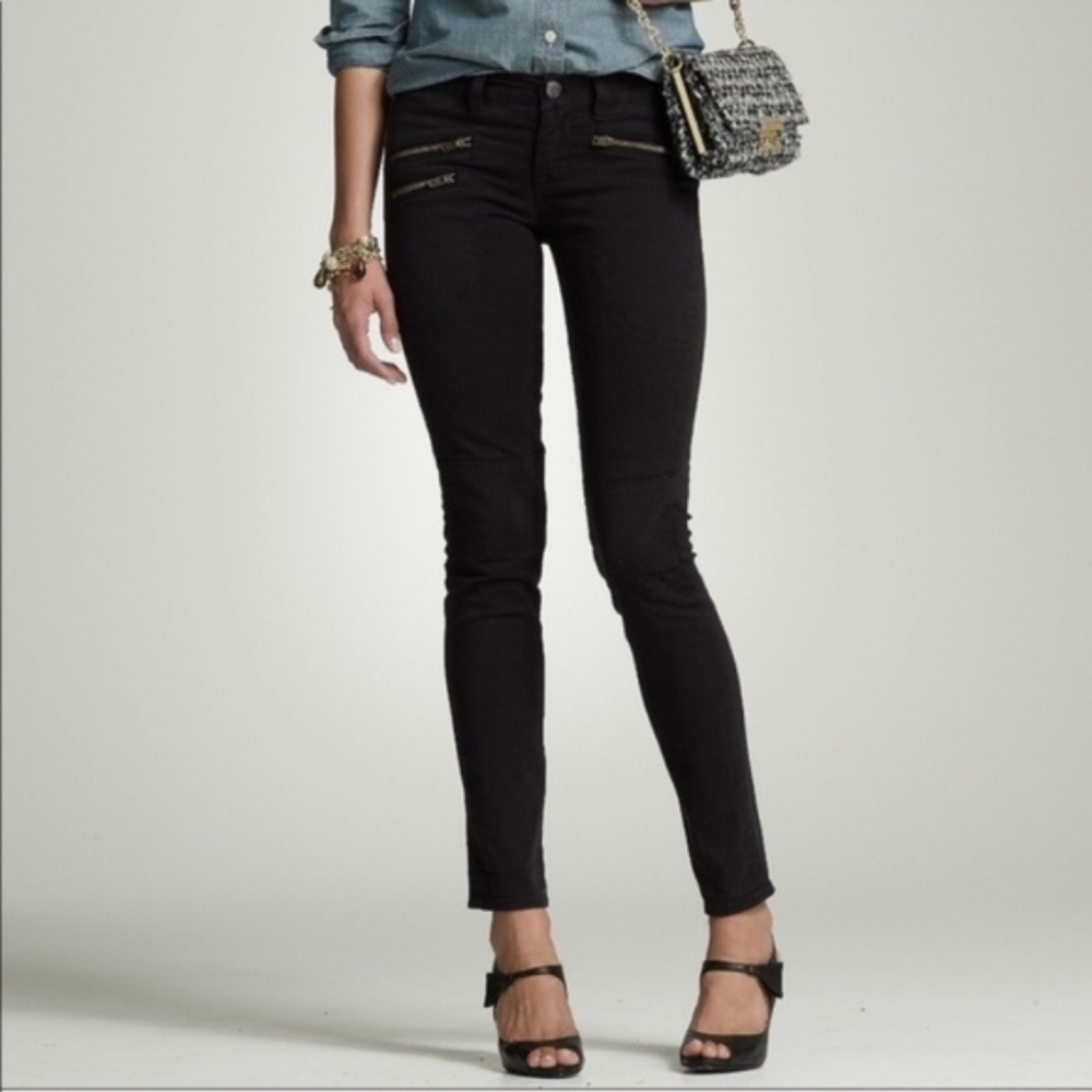 J Crew Black Toothpick Ankle Moto Jeans D59